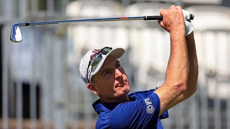 Jim Furyk tees off on 17 Wednesday, Oct. 5, 2022 at Timuquana Country Club in Jacksonville. Wednesday marked the first pro-am round of golf for the Constellation Furky & Friends golf tournament.

Jki 100522 Furyk Friends Golf 07