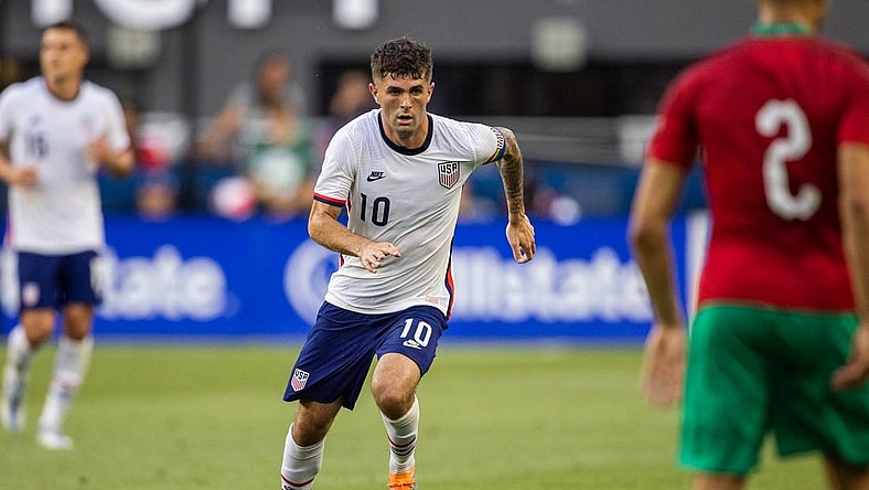 Jun 1, 2022; Cincinnati, Ohio, USA; United States forward Christian Pulisic (10) dribbles the ball during an International friendly soccer match against the Morocco at TQL Stadium. Mandatory Credit: Trevor Ruszkowski-USA TODAY Sports