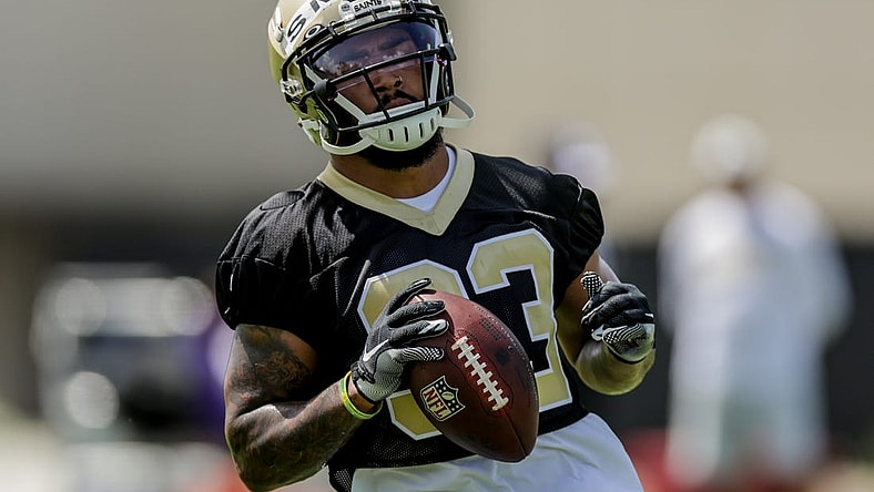 Jun 14, 2022; New Orleans, Louisiana, USA;  New Orleans Saints running back Abram Smith (33) runs drills during minicamp at the New Orleans Saints Training Facility. Mandatory Credit: Stephen Lew-USA TODAY Sports