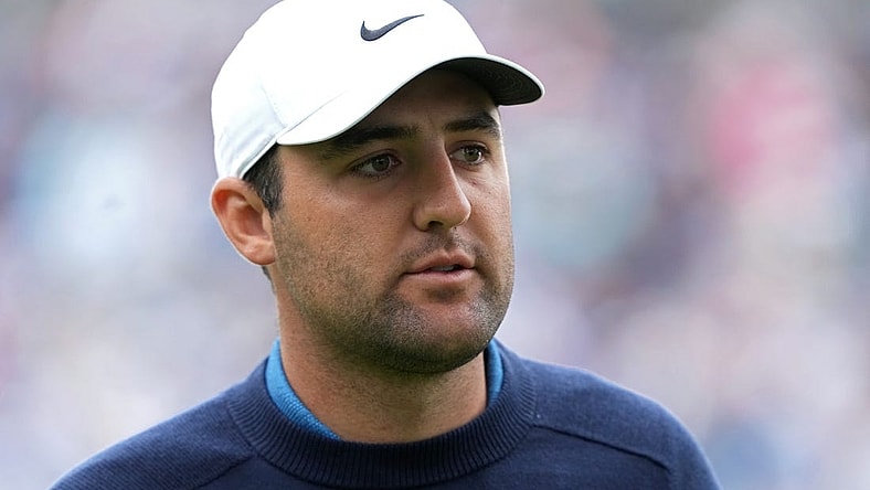 Jun 19, 2022; Brookline, Massachusetts, USA; Scottie Scheffler looks on after completing his the final round of the U.S. Open golf tournament. Mandatory Credit: John David Mercer-USA TODAY Sports