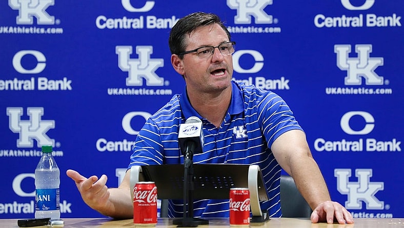 UK offensive coordinator Rich Scangarello talked about the offense for the upcoming season during a Media Day event at Kroger Field in Lexington, Ky. on Aug. 3, 2022.
Uk Football03 Sam