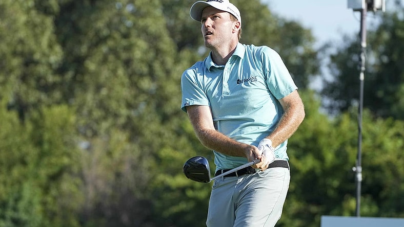 Aug 12, 2022; Memphis, Tennessee, USA; Russell Henley watches his tee shot during the second round of the FedEx St. Jude Championship golf tournament at TPC Southwind. Mandatory Credit: David Yeazell-USA TODAY Sports