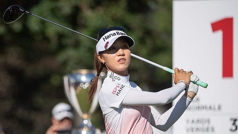 Aug 28, 2022; Ottawa, Ontario, CAN; Lydia Ko from New Zealand tees off the 1st hole during the final round of the CP Women's Open golf tournament. Mandatory Credit: Marc DesRosiers-USA TODAY Sports