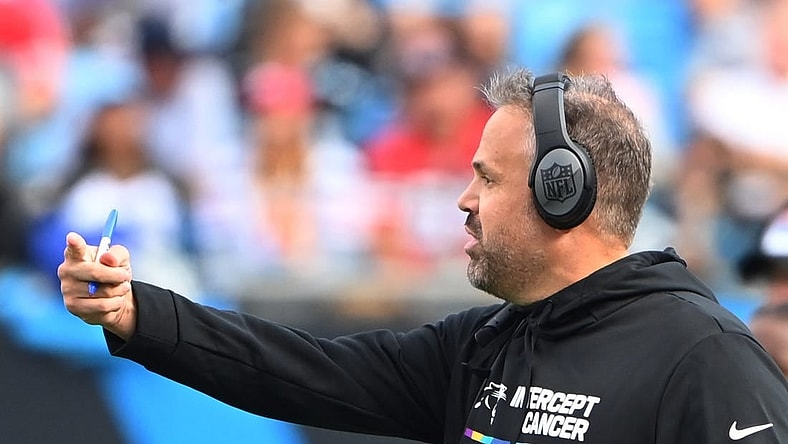 Oct 9, 2022; Charlotte, North Carolina, USA; Carolina Panthers head coach Matt Rhule reacts in the second quarter at Bank of America Stadium. Mandatory Credit: Bob Donnan-USA TODAY Sports