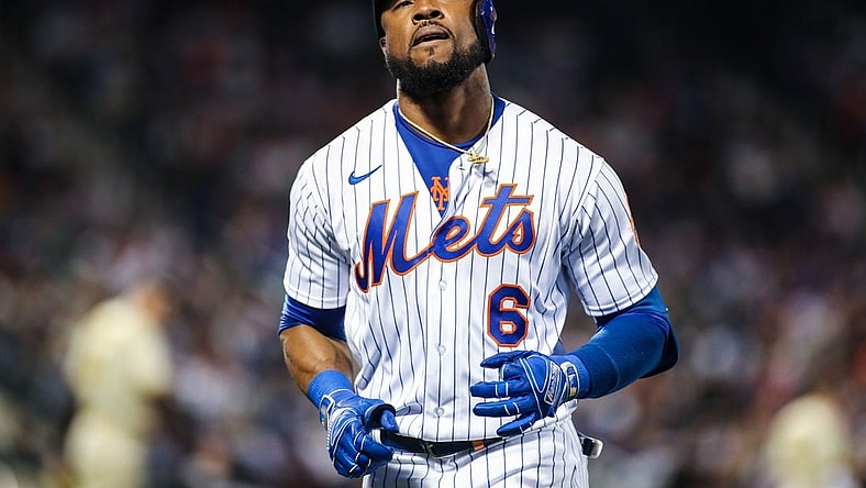 Oct 9, 2022; New York City, New York, USA;  New York Mets right fielder Starling Marte (6) at Citi Field. Mandatory Credit: Wendell Cruz-USA TODAY Sports