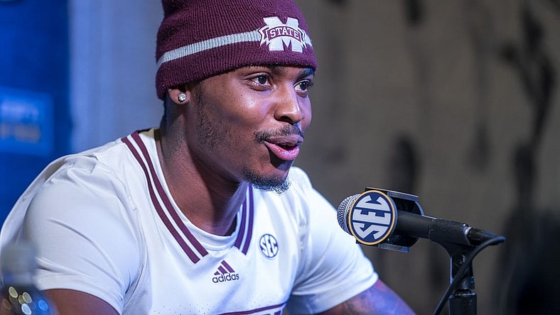 Oct 19, 2022; Birmingham, Alabama, US; Mississippi State Bulldogs forward D.J. Jefferies during the SEC Basketball Media Days at Grand Bohemian Hotel. Mandatory Credit: Marvin Gentry-USA TODAY Sports