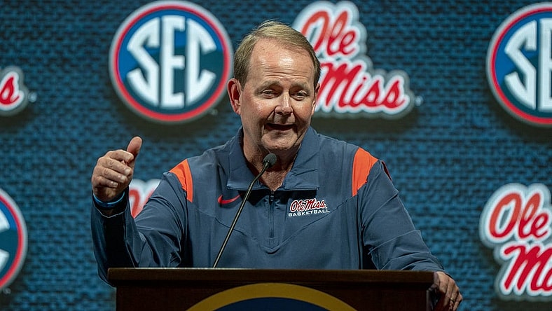 Oct 19, 2022; Birmingham, Alabama, US; Mississippi Rebels head coach Kermit Davis during the SEC Basketball Media Days at Grand Bohemian Hotel. Mandatory Credit: Marvin Gentry-USA TODAY Sports