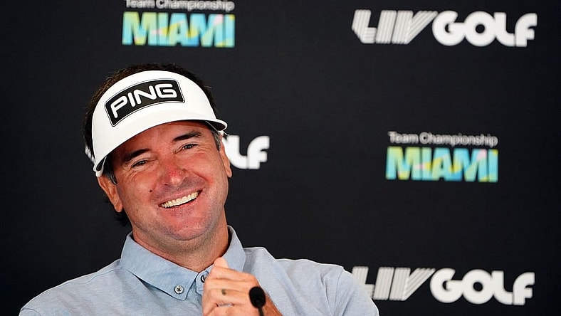 Oct 26, 2022; Miami, Florida, USA; Bubba Watson during a press conference before the LIV Golf series at Trump National Doral. Mandatory Credit: John David Mercer-USA TODAY Sports