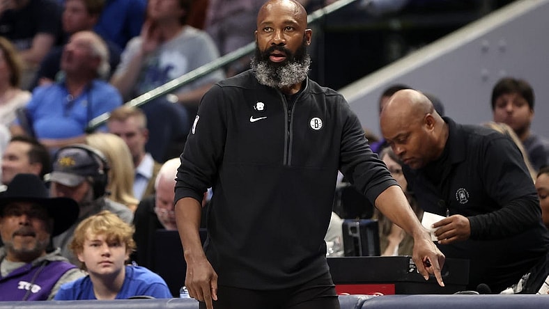 Nov 7, 2022; Dallas, Texas, USA;  Brooklyn Nets interim head coach Jacque Vaughn during the first quarter against the Dallas Mavericks at American Airlines Center. Mandatory Credit: Kevin Jairaj-USA TODAY Sports