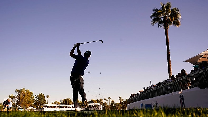Nov 12, 2022; Phoenix, AZ, USA;  Padraig Harrington plays his tee shot on the 15th hole during round three of the Charles Schwab Championship at Phoenix Country Club. Mandatory Credit: Rob Schumacher-USA TODAY Sports