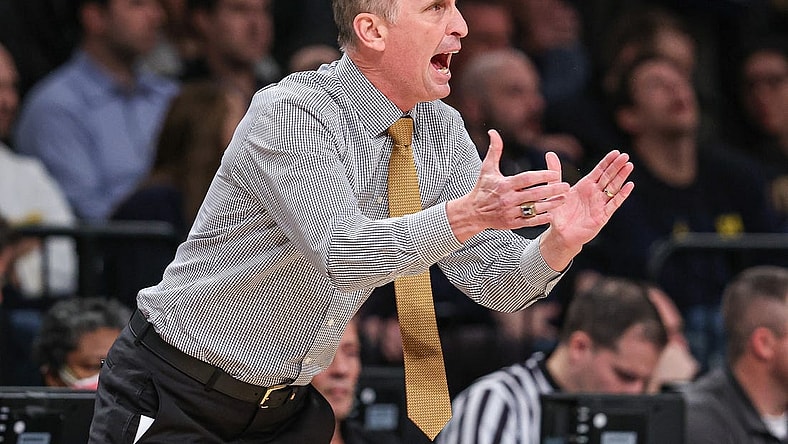 Nov 17, 2022; Brooklyn, New York, USA; Arizona State Sun Devils head coach Bobby Hurley reacts during the first half against the Michigan Wolverines at Barclays Center. Mandatory Credit: Vincent Carchietta-USA TODAY Sports