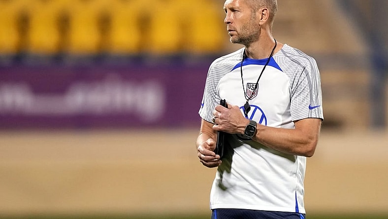 Nov 19, 2022; Doha, QATAR; United States coach Gregg Berhalter on the field during a training session at Al Gharrafa Stadium on Saturday, November 19, 2022. Mandatory Credit: Danielle Parhizkaran-USA TODAY Sports