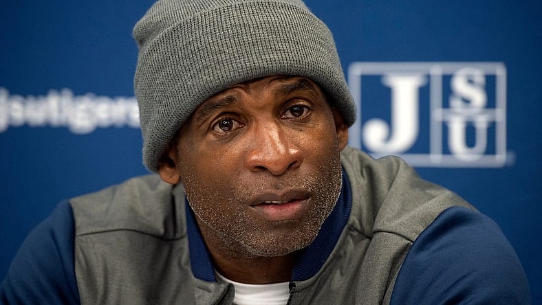 Jackson State football coach Deion Sanders talks about the Alcorn game and what lies ahead for the Tigers during a news conference at Jackson State in Jackson, Miss., Tuesday, Nov. 22, 2022.
Tcl Deion Sanders