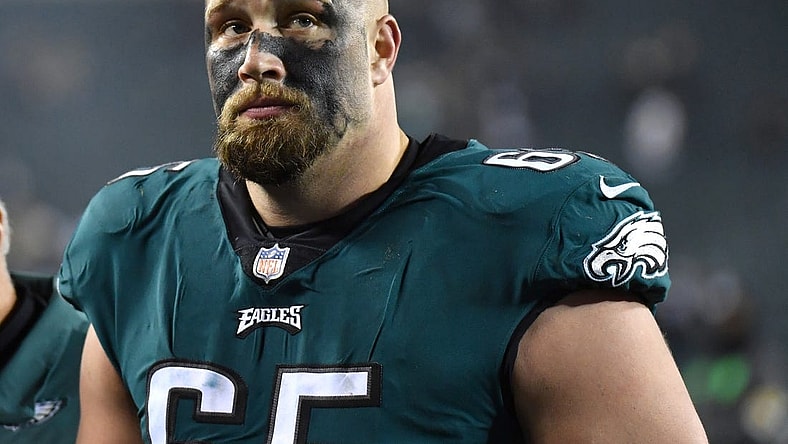 Dec 21, 2021; Philadelphia, Pennsylvania, USA;  Philadelphia Eagles offensive tackle Lane Johnson (65) walks off the field after win against the Washington Football Team at Lincoln Financial Field. Mandatory Credit: Eric Hartline-USA TODAY Sports