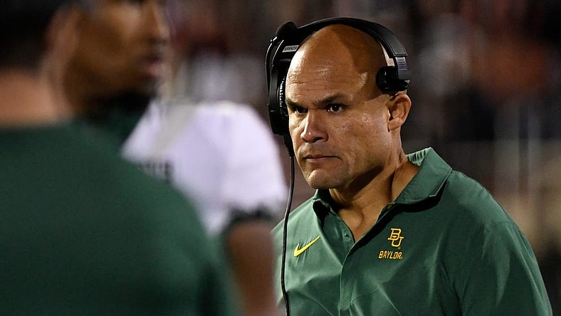 Baylor's head coach Dave Aranda walks along the sideline at the game against Texas Tech, Saturday, Oct. 29, 2022, at Jones AT&T Stadium.