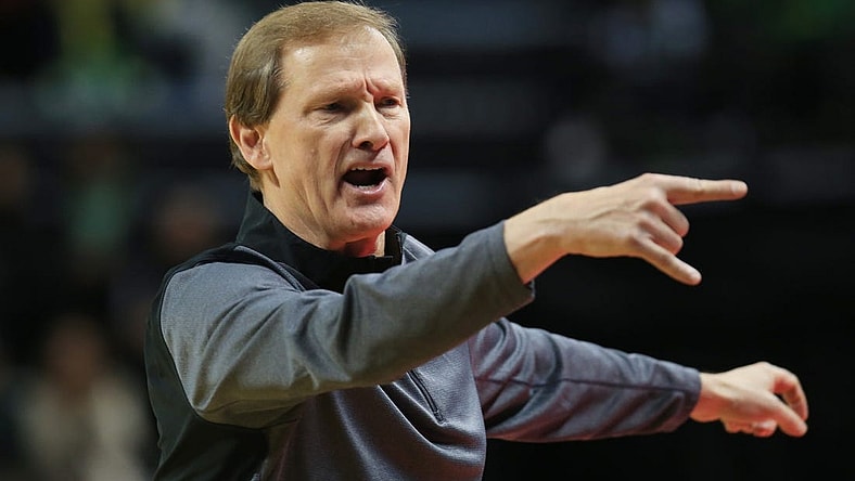 Oregon coach Dana Altman objects to a call during the first half of the Ducks game against Montana State at Matthew Knight Arena.

Basketball Eug Uombb Vs Montana State Montana State At Oregon