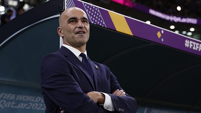 Nov 23, 2022; Al Rayyan, Qatar; Belgium head coach Roberto Martinez during the first half of a group stage match against Canada during the 2022 FIFA World Cup at Ahmad Bin Ali Stadium. Mandatory Credit: Yukihito Taguchi-USA TODAY Sports