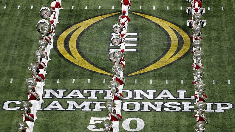 Alabama Crimson Tide band plays Monday, Jan. 10, 2022, before the College Football Playoff National Championship against Georgia at Lucas Oil Stadium in Indianapolis.