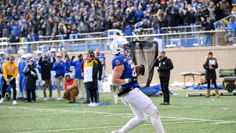 South Dakota State s Isaiah Davis runs the ball in for a two-point conversion while playing Holy Cross in the FCS quarterfinals on Saturday, December 10, 2022, in Sioux Falls.
Fcs Quarterfinal 016