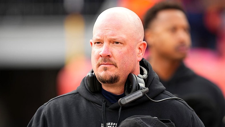 Dec 18, 2022; Denver, Colorado, USA; Denver Broncos head coach Nathaniel Hackett before the game against the Arizona Cardinals at Empower Field at Mile High. Mandatory Credit: Ron Chenoy-USA TODAY Sports