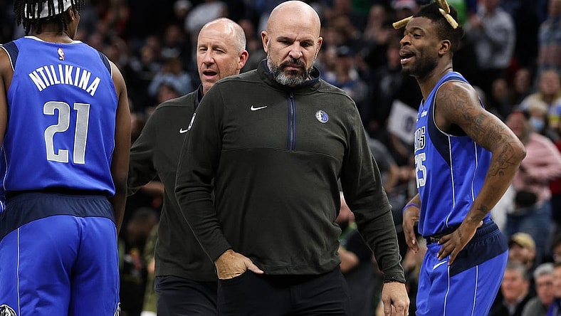 Dec 19, 2022; Minneapolis, Minnesota, USA; Dallas Mavericks head coach Jason Kidd reacts after being ejected from the game during the third quarter against the Minnesota Timberwolves at Target Center. Mandatory Credit: Matt Krohn-USA TODAY Sports