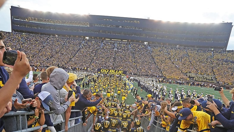 The Michigan Wolverines take the field for the season opener against the Middle Tennessee State Blue Raiders on  Saturday, August 31, 2019 at Michigan Stadium.

Michigan tunnel