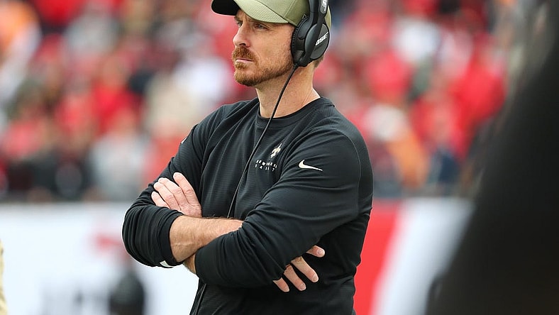 Nov 17, 2019; Tampa, FL, USA; New Orleans Saints defensive line coach Ryan Nielsen during the second half at Raymond James Stadium. Mandatory Credit: Kim Klement-USA TODAY Sports