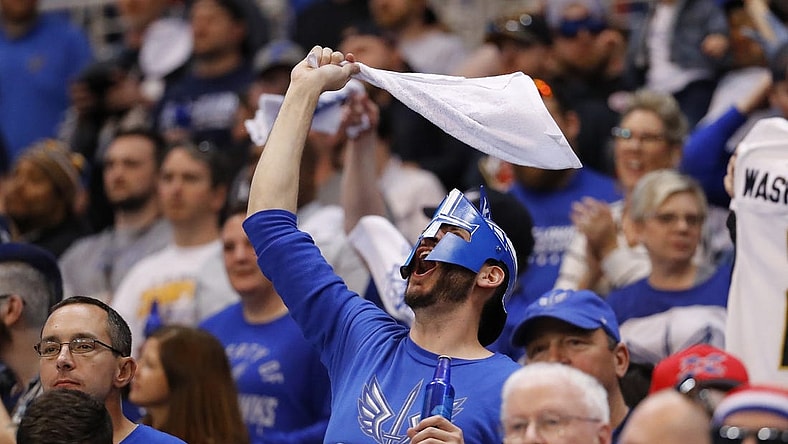 Feb 23, 2020; St. Louis, Missouri, USA; A St. Louis Battlehawks fan cheers during the second half of an XFL game against the NY Guardians at The Dome at America's Center. Mandatory Credit: Billy Hurst-USA TODAY Sports