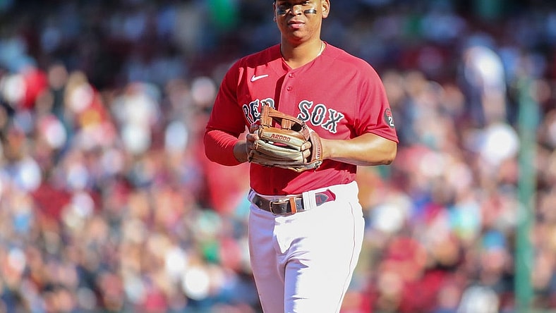 Sep 17, 2022; Boston, Massachusetts, USA; Boston Red Sox third baseman Rafael Devers (11) at Fenway Park. Mandatory Credit: Wendell Cruz-USA TODAY Sports