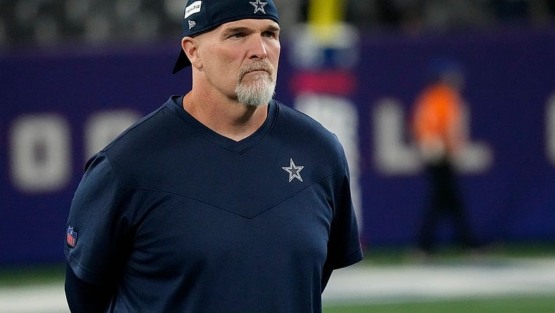 Sep 26, 2022; East Rutherford, NJ, USA; Dallas Cowboys defensive coordinator Dan Quinn at MetLife Stadium. Mandatory Credit: Robert Deutsch-USA TODAY Sports