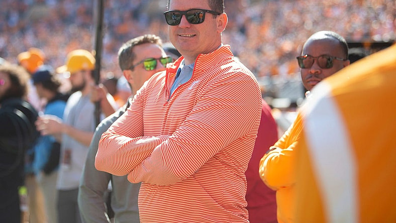 Tennessee athletic director Danny White is seen on the sidelines during a game between Tennessee and UT Martin in Neyland Stadium, Saturday, Oct. 22, 2022.

Utvsmartin1022 0987