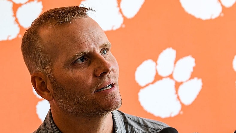 Clemson offensive coordinator Brandon Streeter talks with media during midweek interviews at the Poe Indoor Practice facility in Clemson, SC Monday, November 14, 2022.

2022 Clemson Football Coaches And Players Interviews