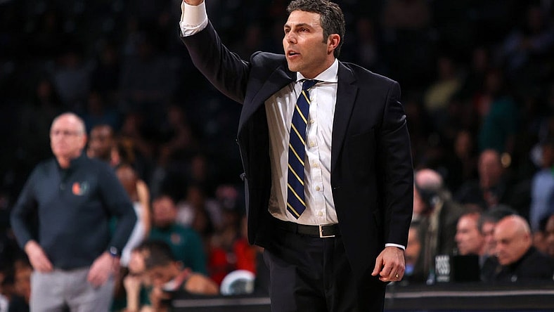 Jan 4, 2023; Atlanta, Georgia, USA; Georgia Tech Yellow Jackets head coach Josh Pastner calls a play against the Miami Hurricanes in the second half at McCamish Pavilion. Mandatory Credit: Brett Davis-USA TODAY Sports
