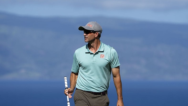 January 6, 2023; Maui, Hawaii, USA; Adam Scott on the fourth hole during the second round of the Sentry Tournament of Champions golf tournament at Kapalua Resort - The Plantation Course. Mandatory Credit: Kyle Terada-USA TODAY Sports
