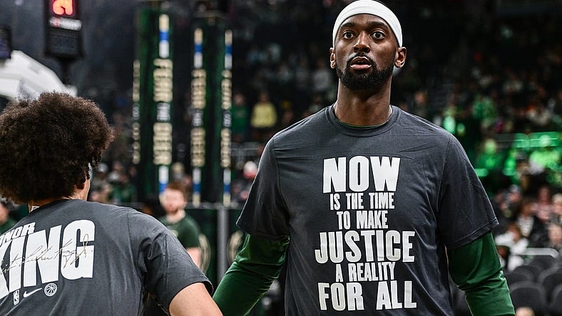 Jan 16, 2023; Milwaukee, Wisconsin, USA; Milwaukee Bucks forward Bobby Portis (9) warms up before the game against Indiana Pacers at Fiserv Forum. Mandatory Credit: Benny Sieu-USA TODAY Sports