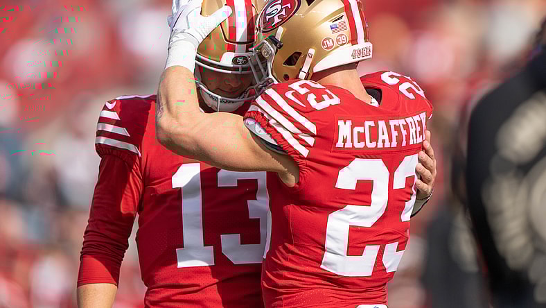 san francisco 49ers' brock purdy, christian mccaffrey