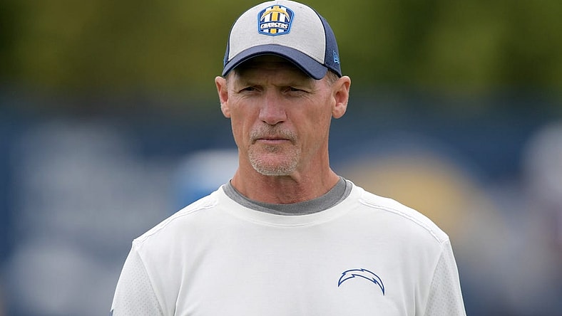 Jun 3, 2019; Costa Mesa, CA, USA; Los Angeles Chargers offensive coordinator Ken Whisenhunt during organized team activities at the Hoag Performance Center.Mandatory Credit: Kirby Lee-USA TODAY Sports