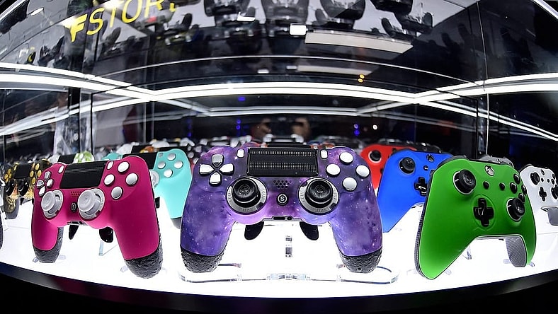 Jul 21, 2019; Miami Beach, FL, USA; A general view of gaming controllers on display during the Call of Duty League Finals e-sports event at Miami Beach Convention Center. Mandatory Credit: Jasen Vinlove-USA TODAY Sports