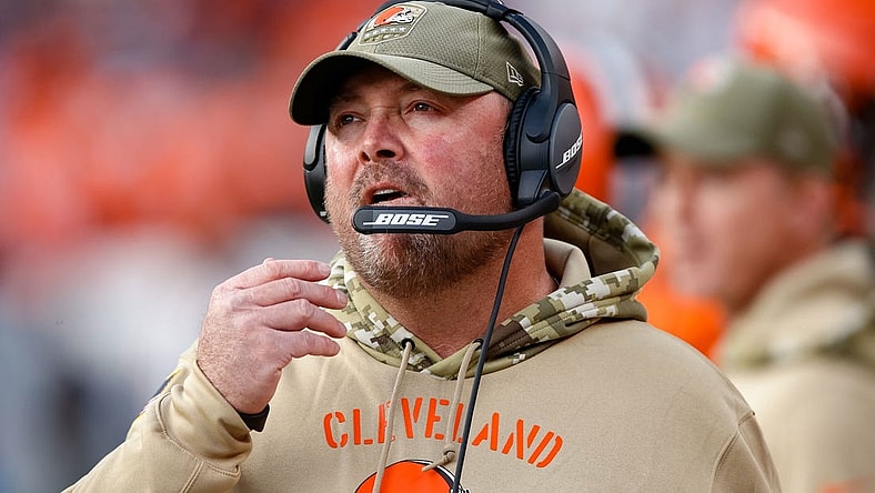 Nov 3, 2019; Denver, CO, USA; Cleveland Browns head coach Freddie Kitchens looks on from the sidelines in the second quarter against the Denver Broncos at Empower Field at Mile High. Mandatory Credit: Isaiah J. Downing-USA TODAY Sports