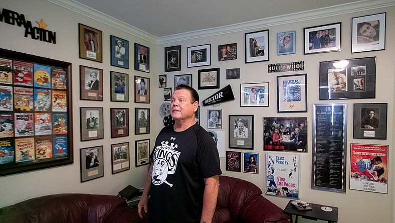 Jerry Lawler looks around at the autographed photographs in his home theater room Wednesday, Sept. 16, 2020, at his home in Memphis.

091620 Jerrylawler 19 Msg