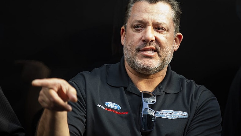 May 14, 2021; Concord, North Carolina, USA; NASCAR team owner Tony Stewart in attendance during qualifying for the Four Wide Nationals at ZMax Dragway. Mandatory Credit: Mark J. Rebilas-USA TODAY Sports