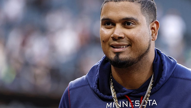 Oct 5, 2022; Chicago, Illinois, USA; Minnesota Twins first baseman Luis Arraez (2) smiles after a game against the Chicago White Sox at Guaranteed Rate Field. Mandatory Credit: Kamil Krzaczynski-USA TODAY Sports