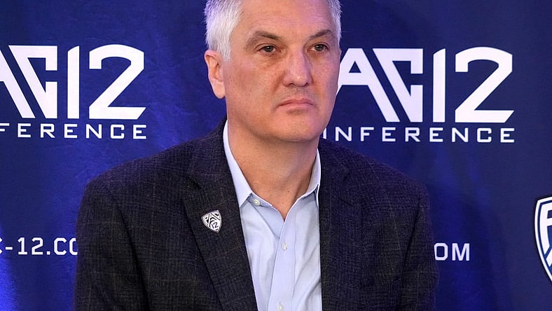 Oct 26, 2022; San Francisco, CA, USA; Pac-12 commissioner George Kliavkoff during Pac-12 Media Day at Pac-12 Network Studios. Mandatory Credit: Kirby Lee-USA TODAY Sports