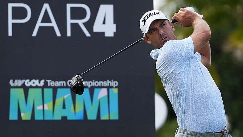 Oct 29, 2022; Miami, Florida, USA; Charles Howell III tees off on the 3rd hole during the second round of the season finale of the LIV Golf series at Trump National Doral. Mandatory Credit: Jasen Vinlove-USA TODAY Sports