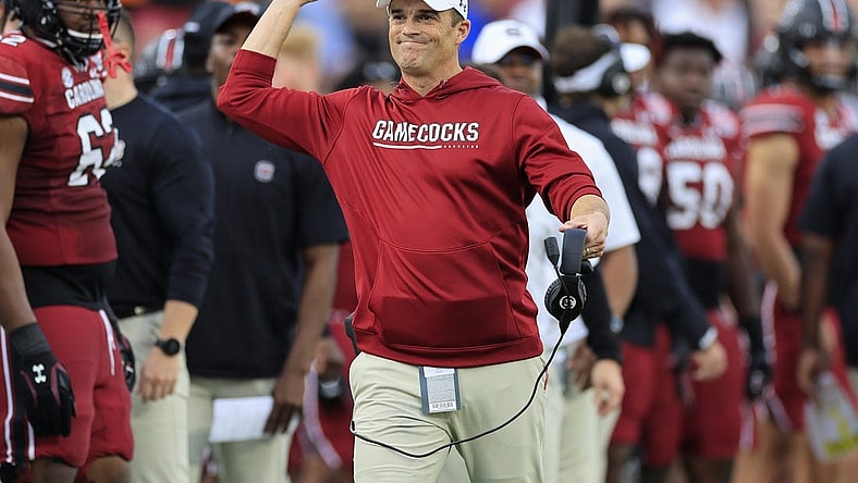 South Carolina Gamecocks head coach Shane Beamer reacts to a score during the first quarter of the TaxSlayer Gator Bowl of an NCAA college football game Friday, Dec. 30, 2022 at TIAA Bank Field in Jacksonville. [Corey Perrine/Florida Times-Union]

Jki 123022 Ncaaf Nd Usc Cp 10

Syndication Florida Times Union