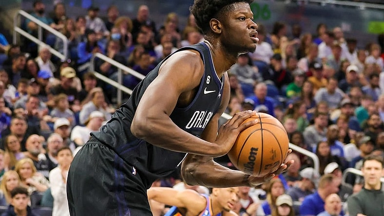 Jan 4, 2023; Orlando, Florida, USA; Orlando Magic center Mo Bamba (11) looks to pass during the second quarter against the Oklahoma City Thunder at Amway Center. Mandatory Credit: Mike Watters-USA TODAY Sports