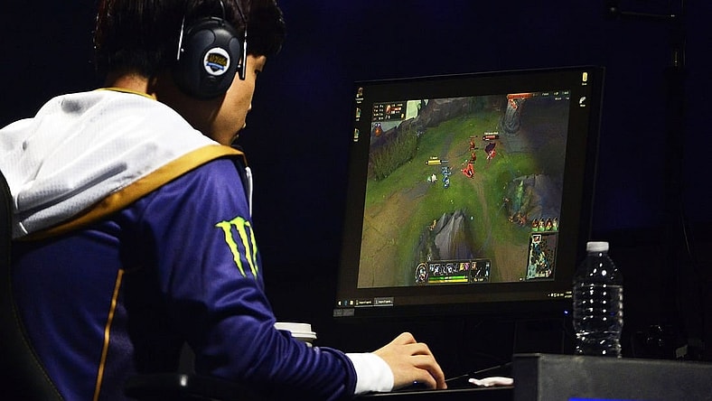 Apr 13, 2019; St. Louis , MO, USA; Team Liquid member Eonyoung Jeong plays against TSM during the League of Legends Championship Series Spring Finals at Chaifetz Arena. Mandatory Credit: Jeff Curry-USA TODAY Sports