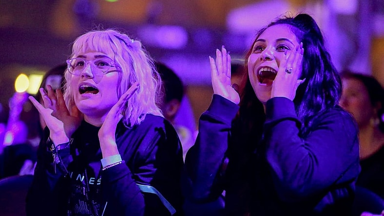 Jan 26, 2020; Minneapolis, Minnesota, USA; Fans react as the Minnesota Rokkr battle the Toronto Ultra during the Call of Duty League Launch Weekend at The Armory. Mandatory Credit: Bruce Kluckhohn-USA TODAY Sports