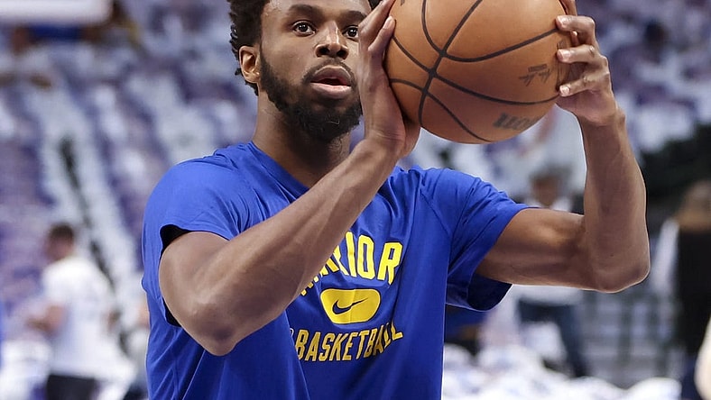 May 24, 2022; Dallas, Texas, USA; Golden State Warriors forward Andrew Wiggins (22) warms up before game four of the 2022 Western Conference finals against the Dallas Mavericks at American Airlines Center. Mandatory Credit: Kevin Jairaj-USA TODAY Sports