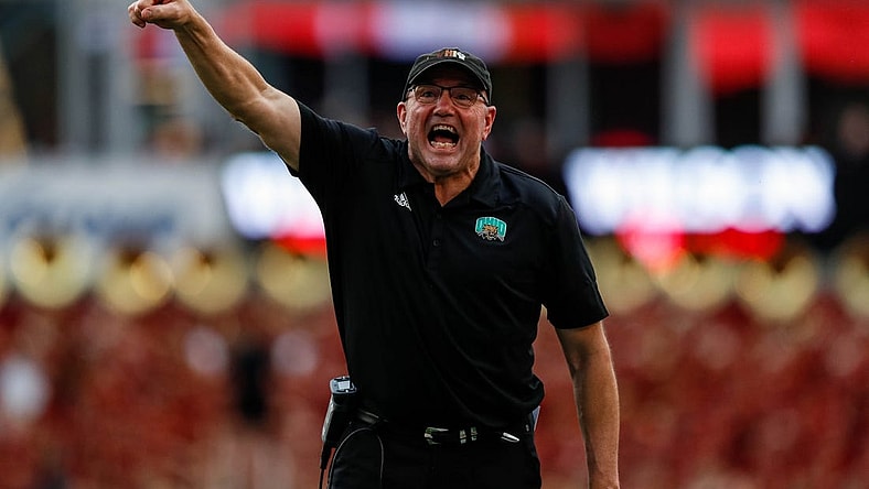 Ohio head coach Tim Albin reacts to a call during the game at Jack Trice Stadium in Ames, Iowa on Saturday, Sept. 17, 2022. The Cyclones defeated the Bobcats, 43-10.

Syndication The Des Moines Register

Syndication The Columbus Dispatch